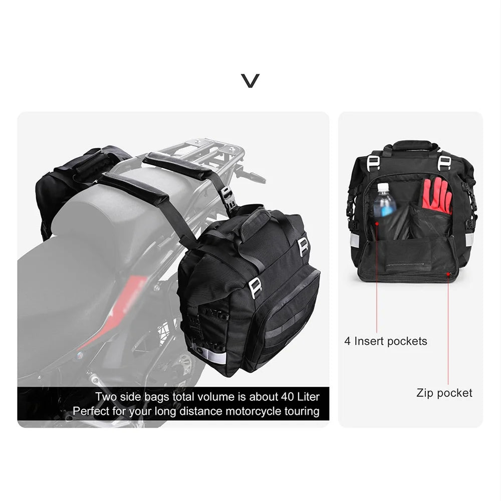 20L Polyester Motorcycle Side Saddle Bag with Removable Waterproof Inner Bag M392