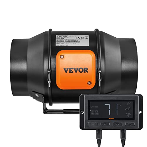 Inline Duct Fan with Temperature Humidity Controller, Quiet EC-Motor Ventilation Exhaust Fan S206
