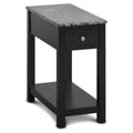 Black Wood End Table with Faux Marble Top Set of 2 M44773