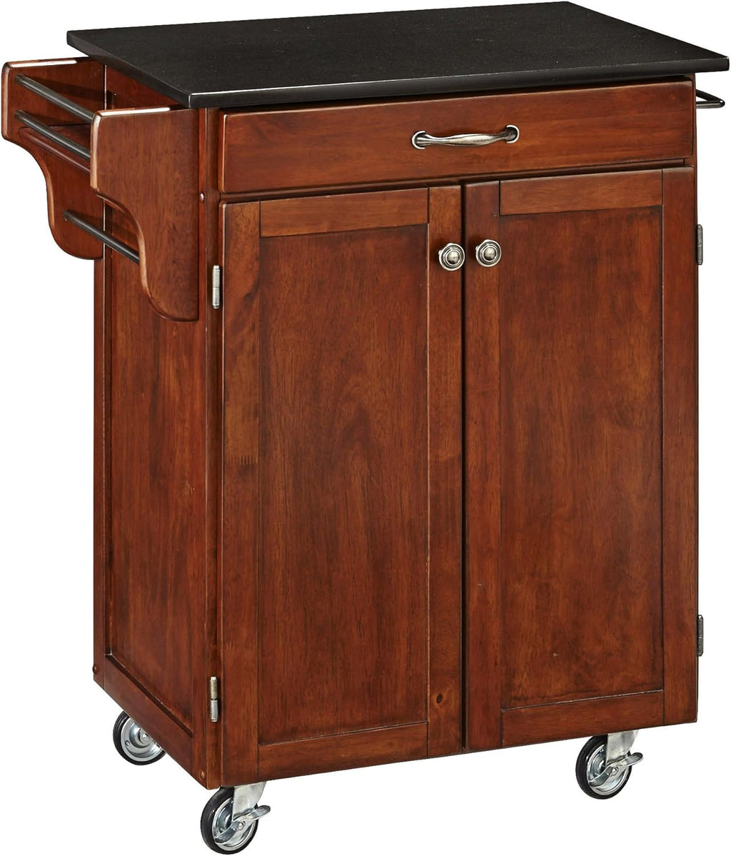 Cherry 2 Door Kitchen Cart with Oak Top H387180