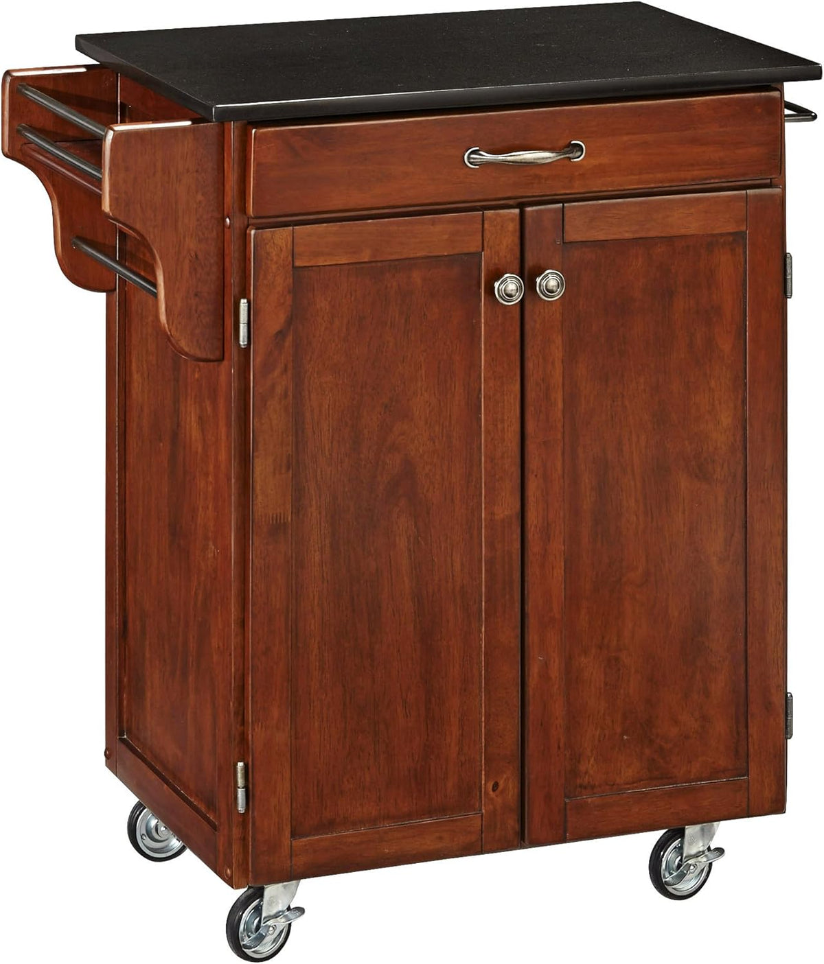 Cherry 2 Door Kitchen Cart with Oak Top H387180