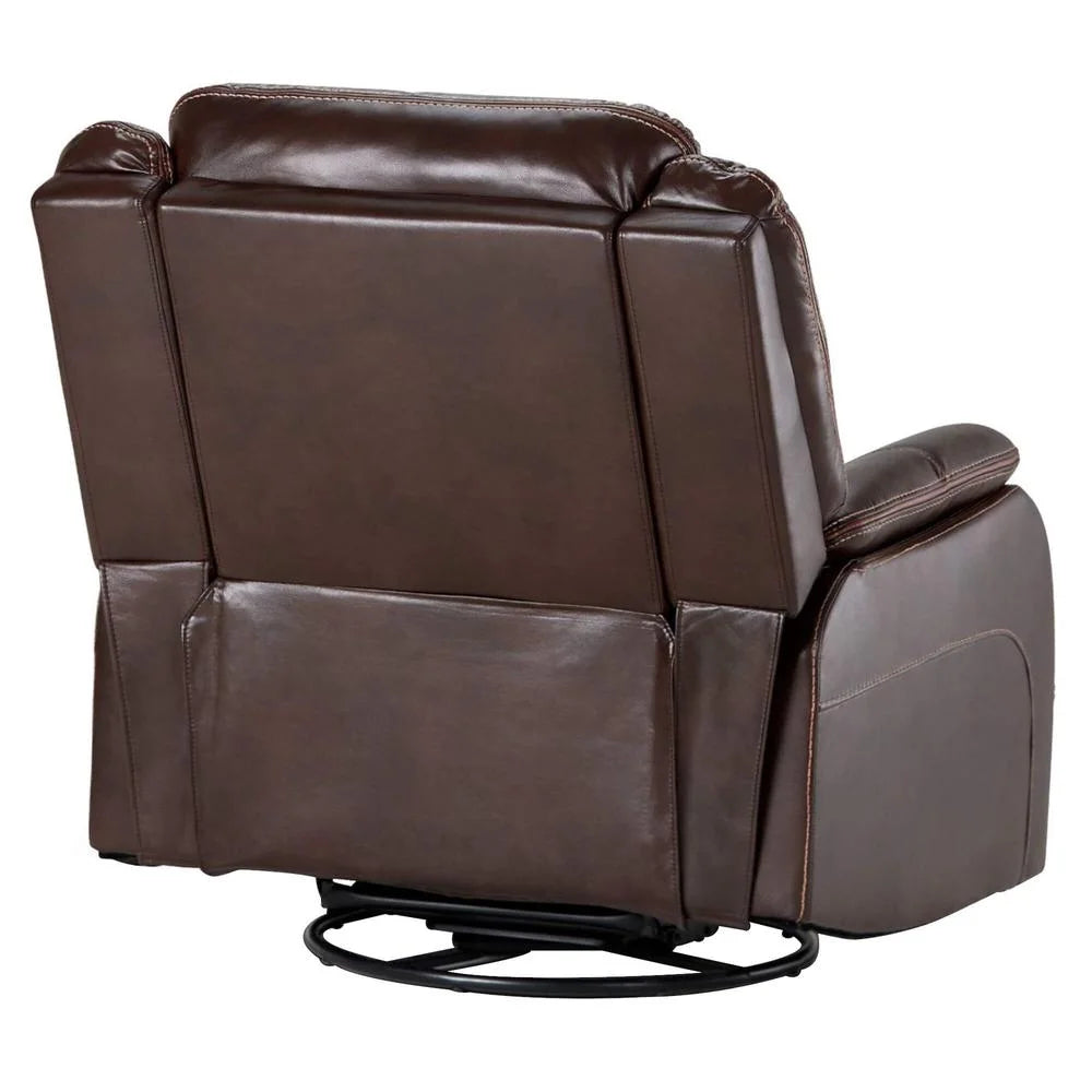 Brown Faux Leather Reclining Swivel Chair V44117