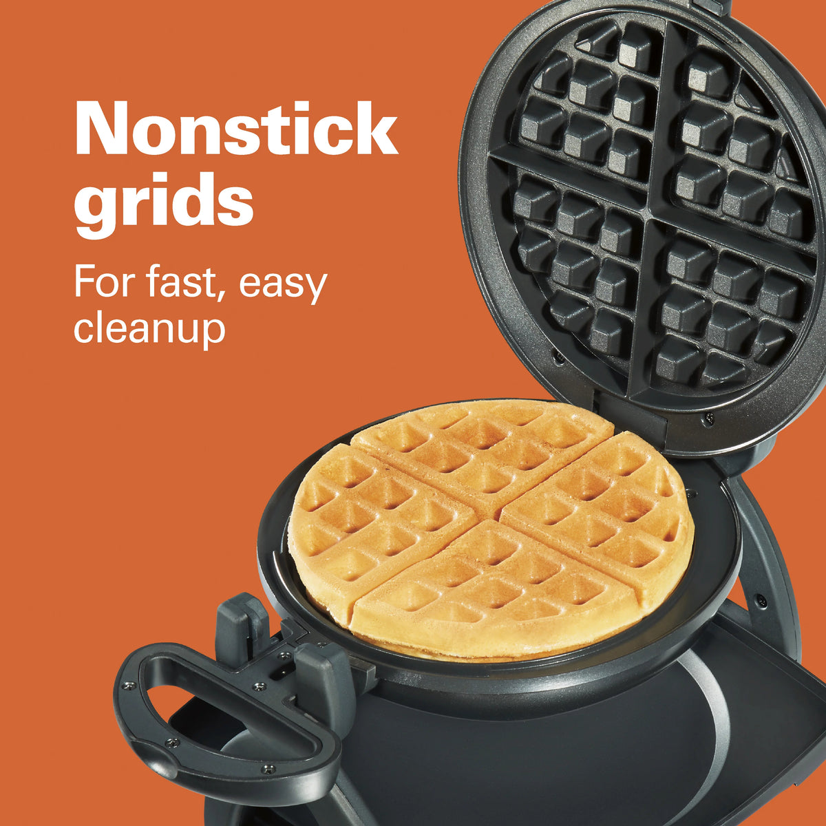 Flip Belgian Waffle Maker with Non-Stick Plates H37771
