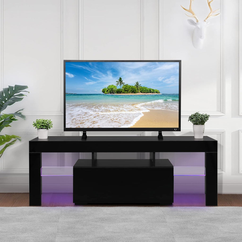 Black LED TV Stand, 51'' x 14'' x 18'' I5718
