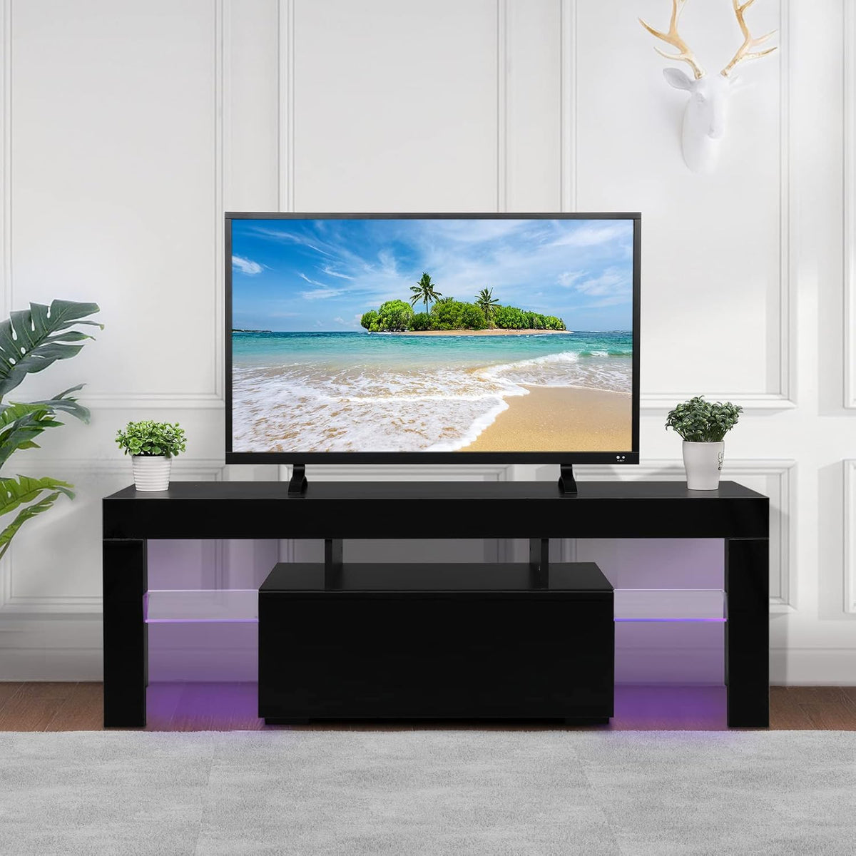 Black LED TV Stand, 51'' x 14'' x 18'' I5718