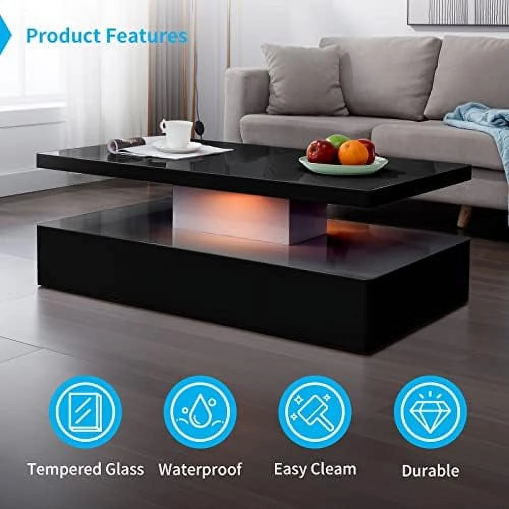 Modern LED Coffee Table with 12 Colors Lights P676