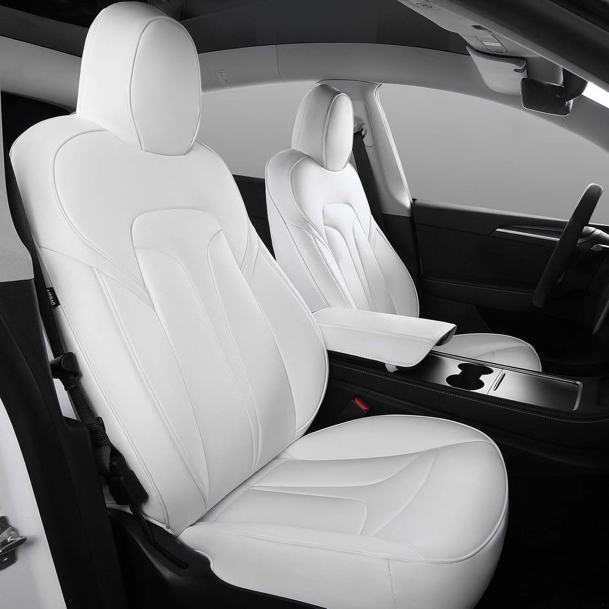 White Nappa Leather Car Seat Covers X47609