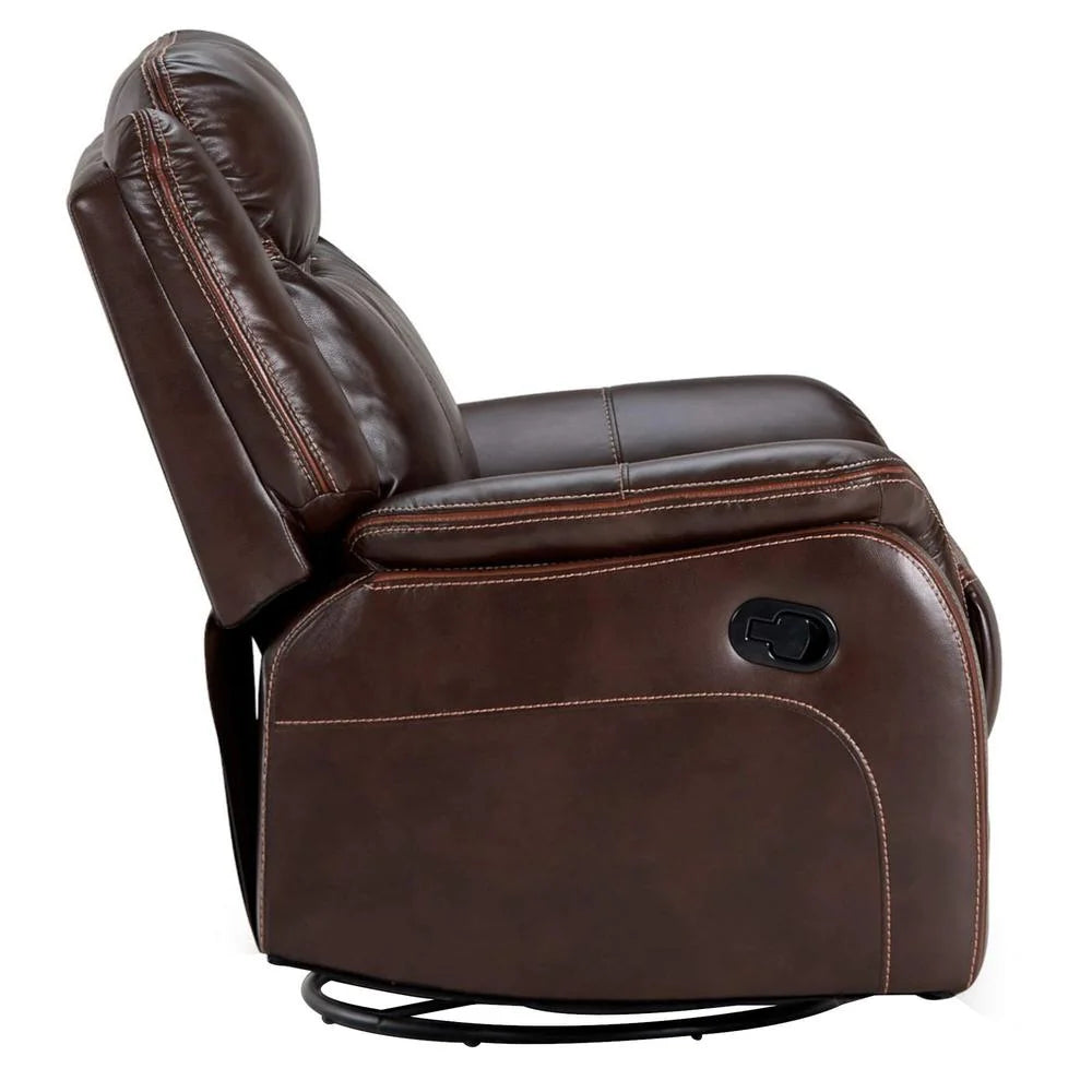Brown Faux Leather Reclining Swivel Chair V44117