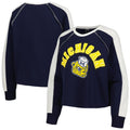 Navy Raglan-Cropped Pullover Sweatshirt H864332
