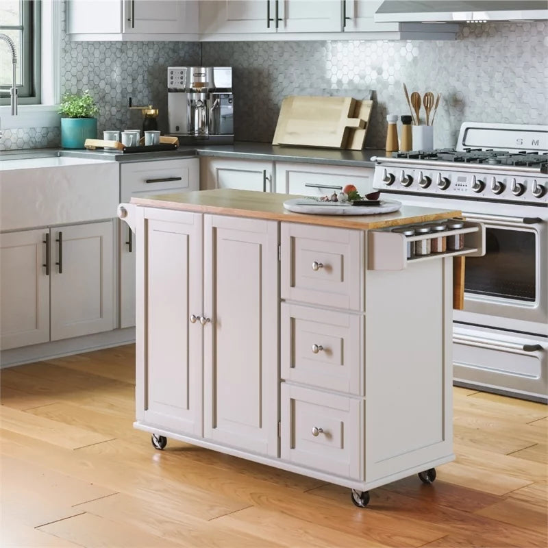 White Wood Kitchen Cart J3302