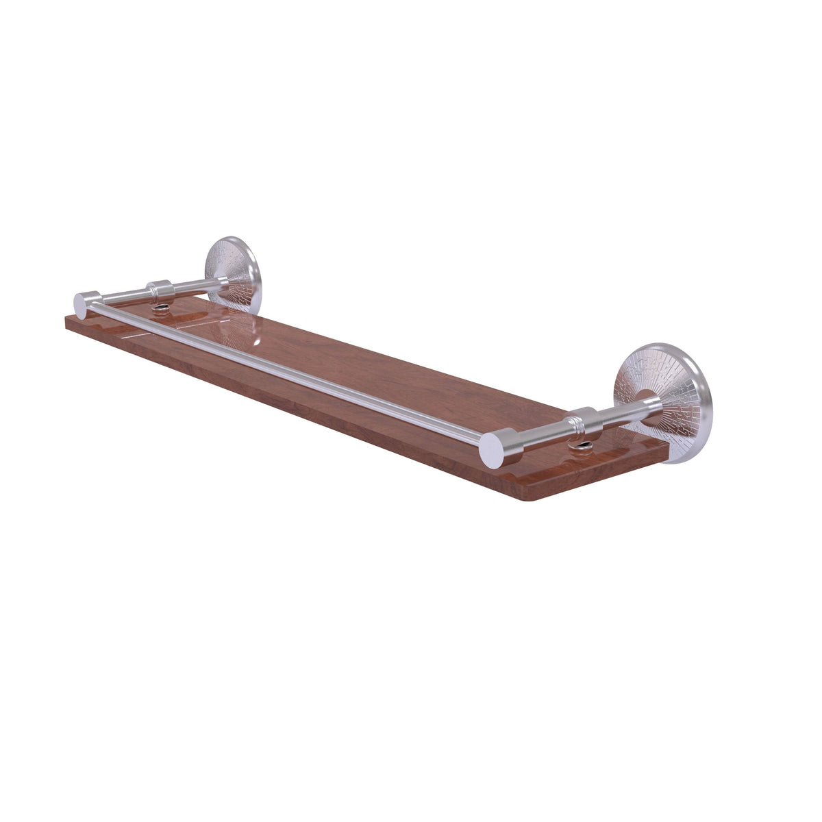 22 in. Solid Ironwood Shelf with Gallery Rail Satin Chrome M4769
