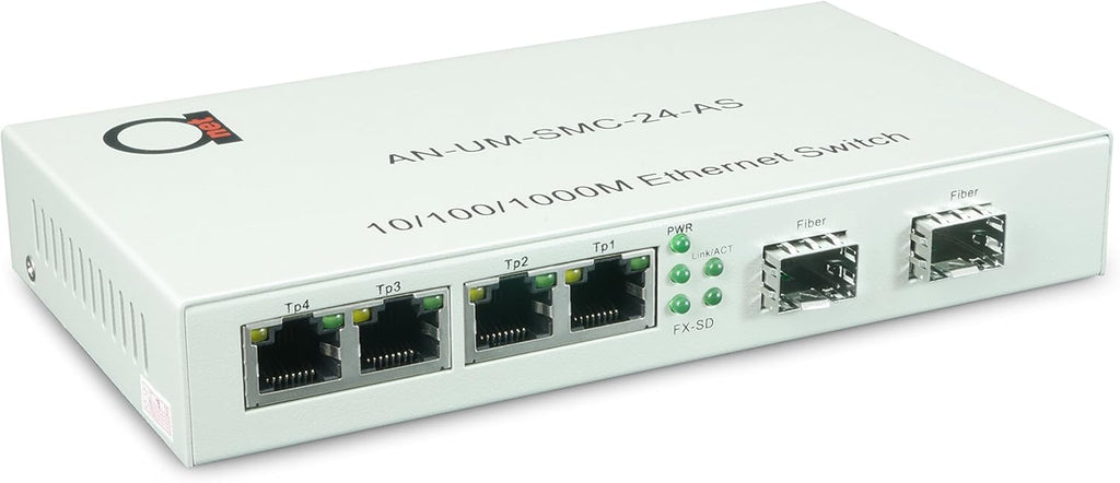 2 x Open SFP Slot + 4 x UTP Cat5e/Cat6 Gigabit Ethernet Fiber Media Converter I2964