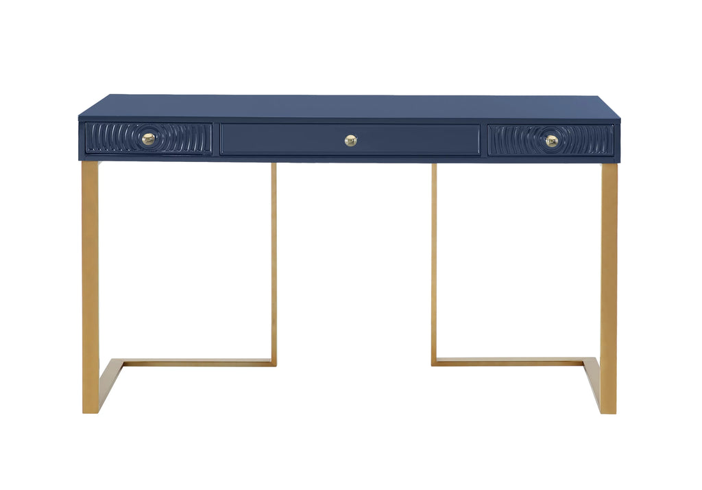 Blue Lacquer Office Desk With Gold Legs J150