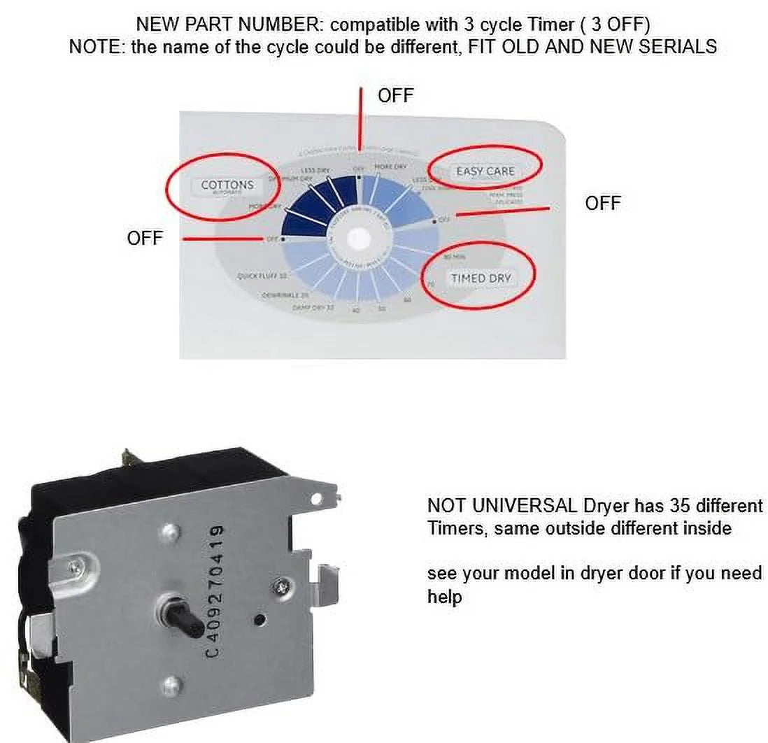 Compatible with GE Dryer Timer D9515