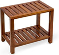 21 Inch Teak Wood Shower Bench with Shelf Z703
