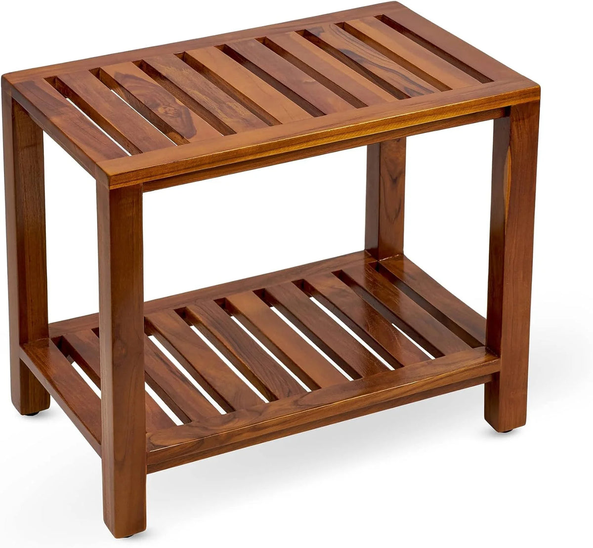 21 Inch Teak Wood Shower Bench with Shelf Z703