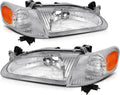 Chrome Housing Amber Reflector Clear Lens Headlight Assembly Pack of 2 E872