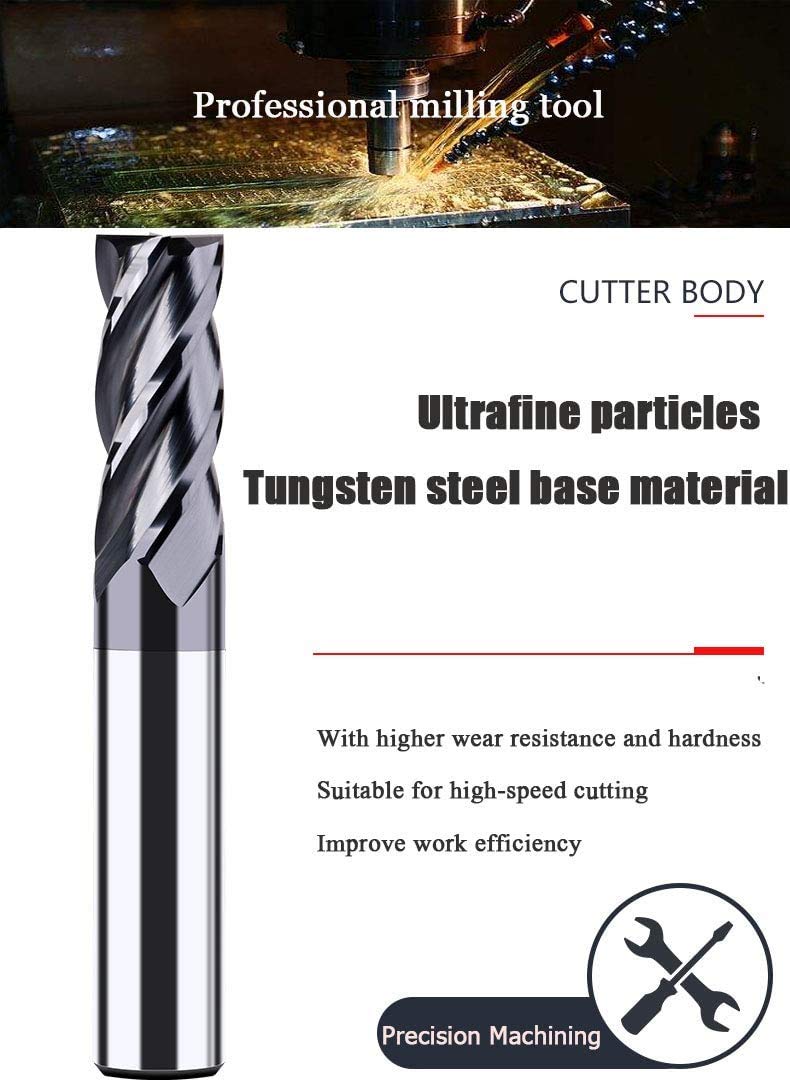1/8 Carbide Square End Mill, 4 Flute, AlTiN Coating O18567