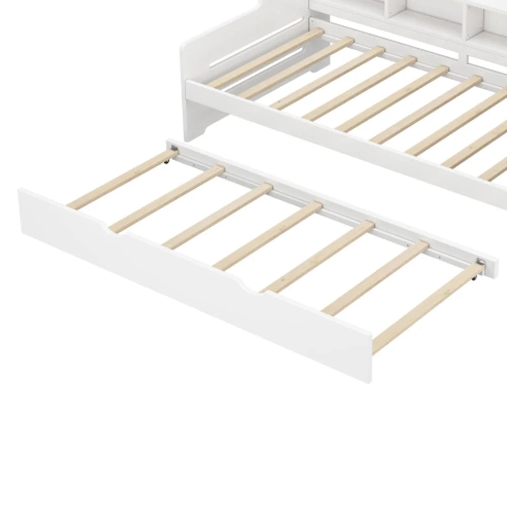 White Twin Size Wooden Day Bed with Trundle Z8899