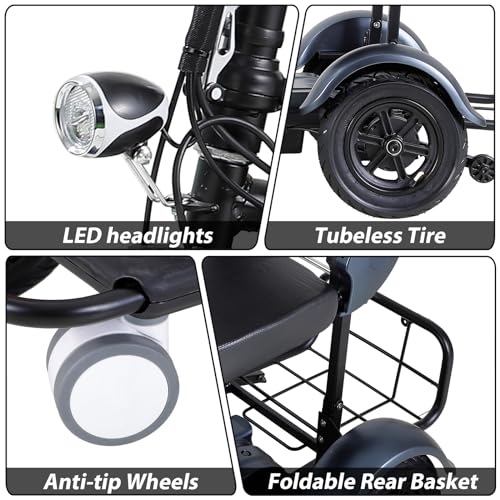 Blue 3-Wheel Folding Mobility Scooter Q18026