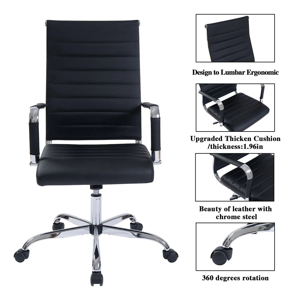 Black Ergonomic PU Leather Executive Office Chair K32070