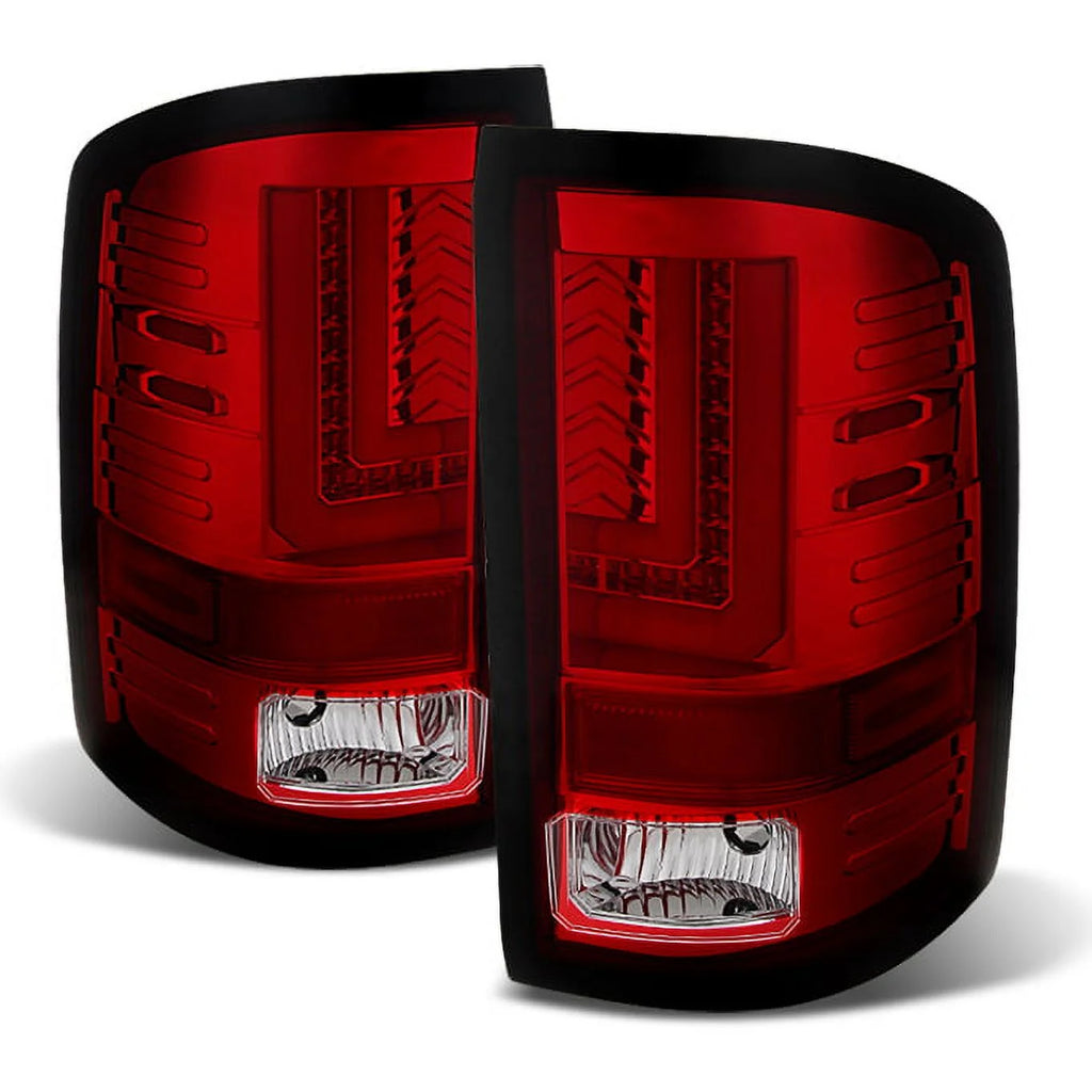 For 14-18 Sierra 1500 15-19 Sierra 2500HD 3500HD Pickup Red Clear LED Tail Lights Z4797
