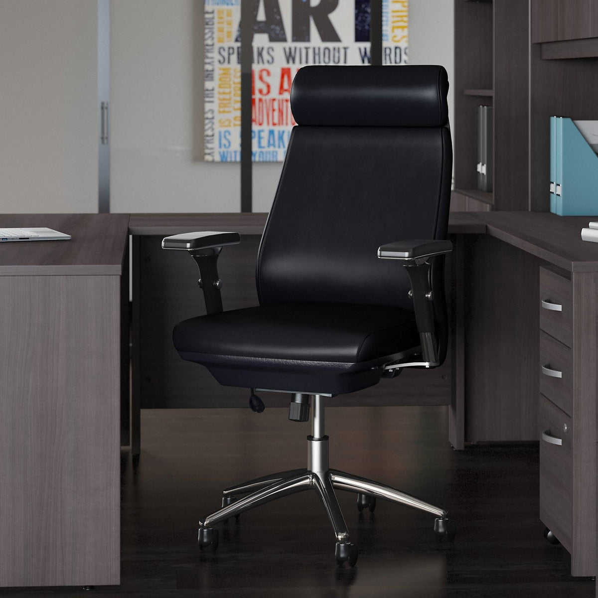 Black Leather Executive Office Chair Y9857