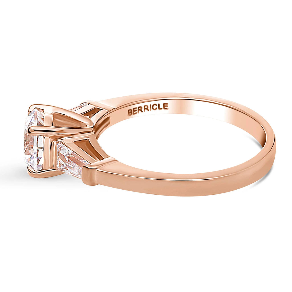 Rose Gold Plated Sterling Silver Solitaire Ring K882361