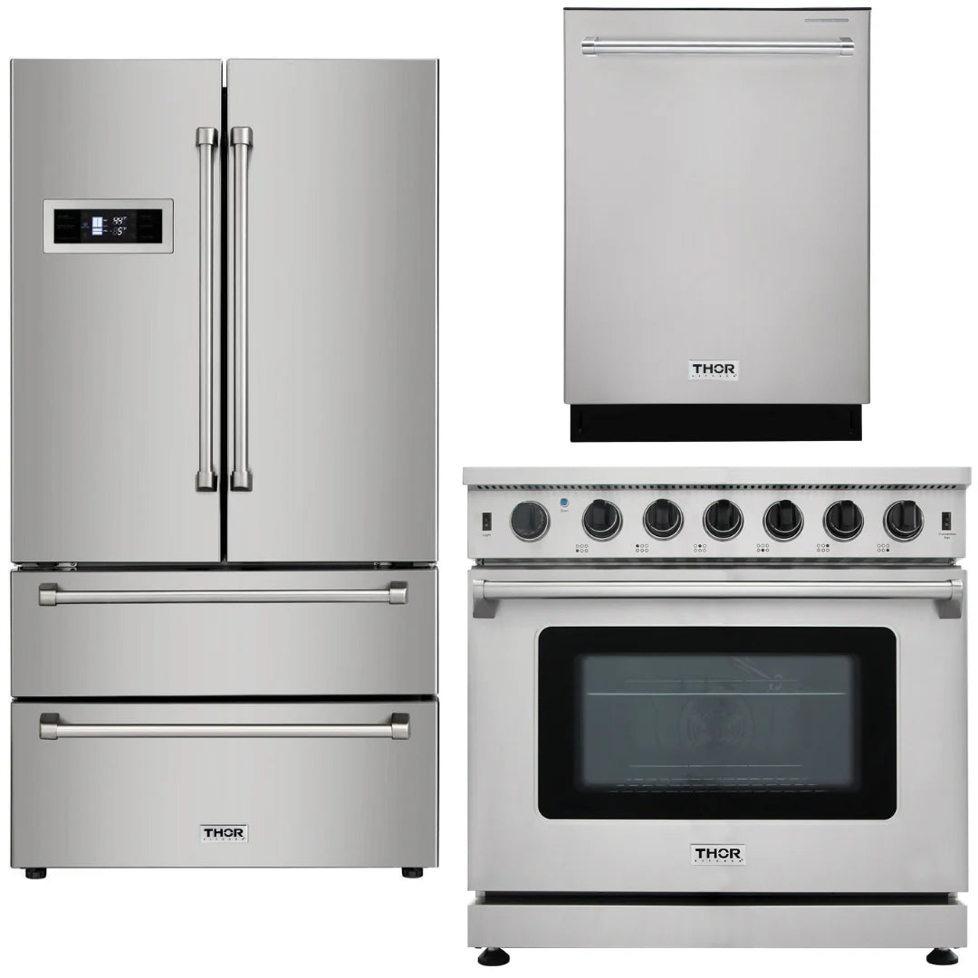 36 in. Gas Range, Refrigerator, Dishwasher M3474