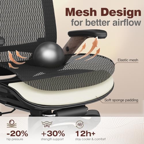 Ergonomic Office Chair with Footrest, High Back Mesh Computer Chair with Flip-Up Arm Z210