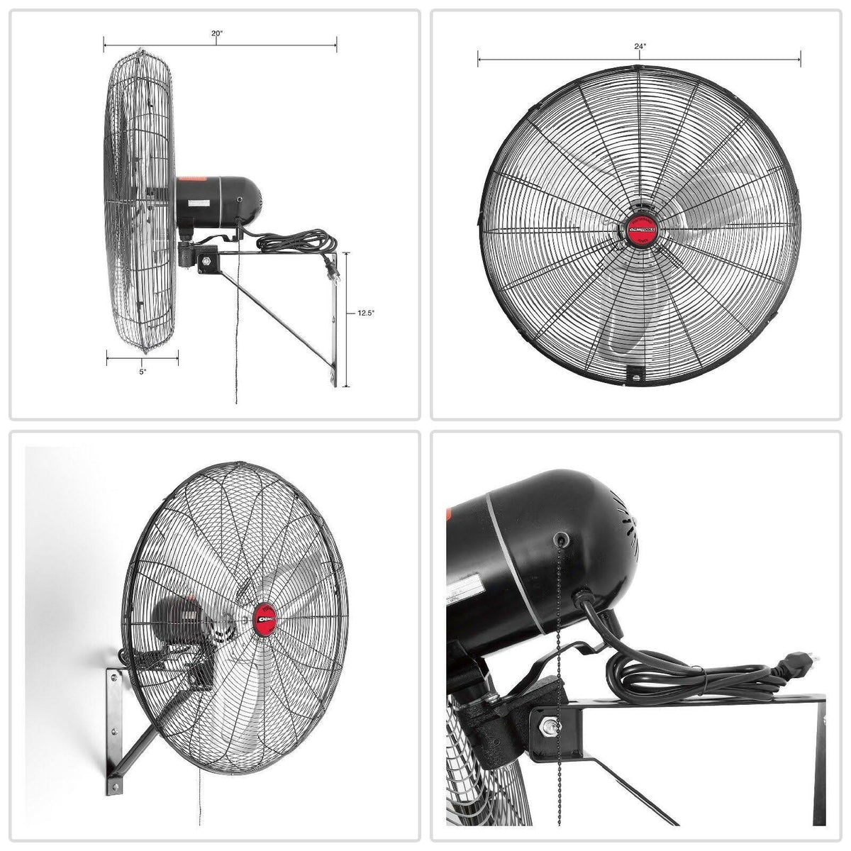 24 inch Oscillating Wall Mount Fan G388
