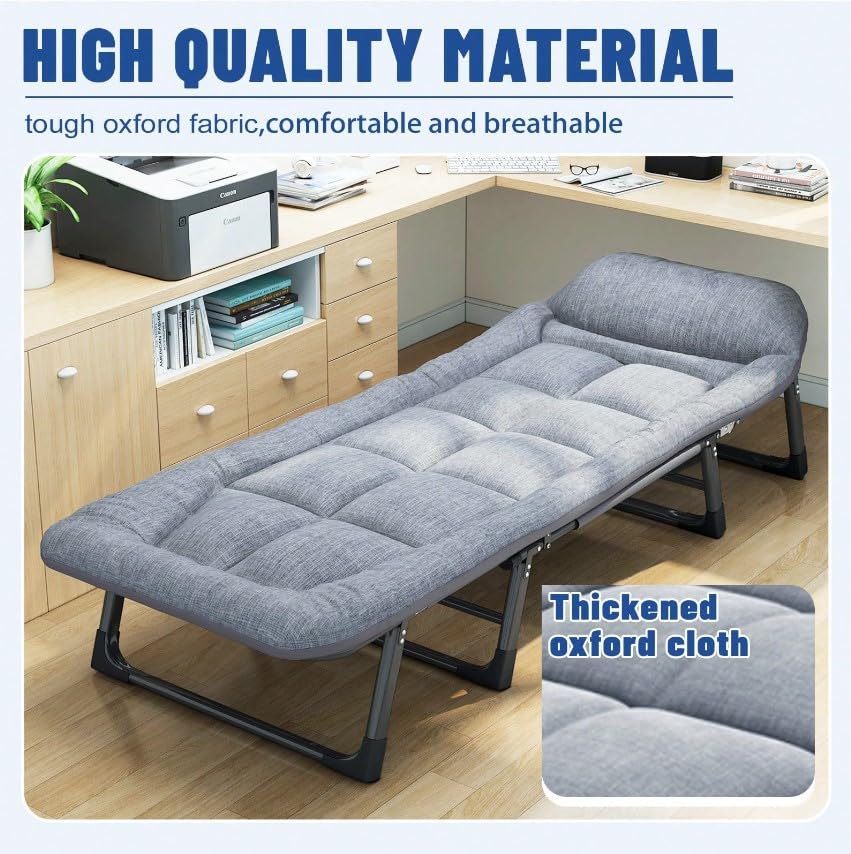 Portable Folding Camping Cot with Pillow Adjustable Backrest Q560