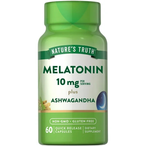 10 mg Melatonin Plus Ashwagandha 60 Quick Release Capsules V359782