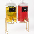 2 Pack 1 Gallon Glass Beverage Dispenser with Stand and Spigot H240