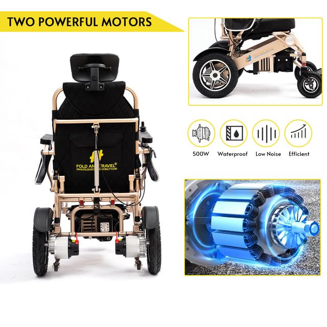 Lightweight Foldable Electric Wheelchair with Blue Seat Y3139