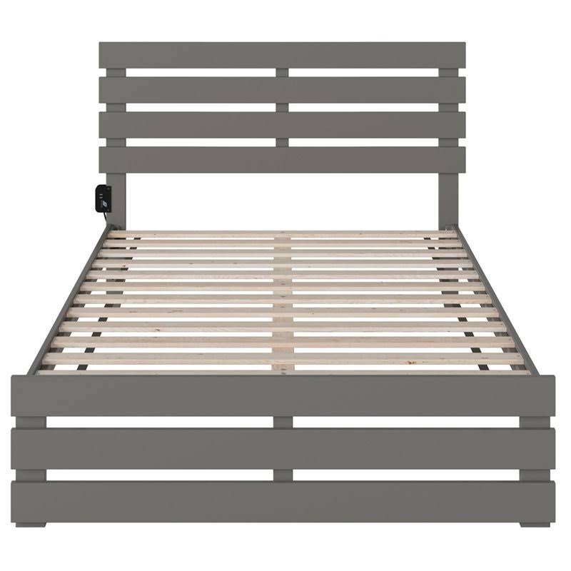 Solid Wood Full Bed with Footboard in Gray N658