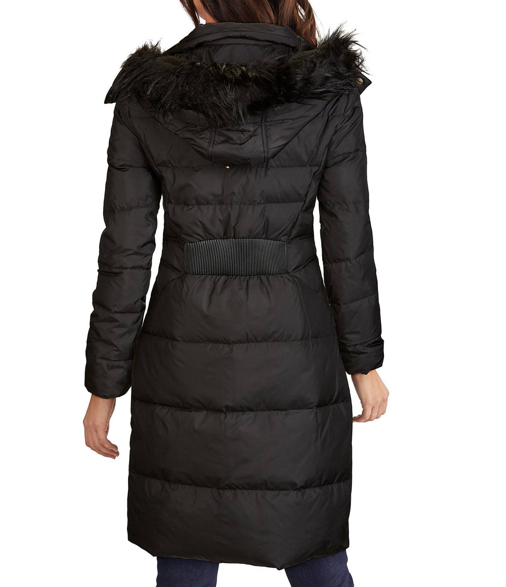 Faux Fur-Trim Puffer Coat Medium / Black M16143