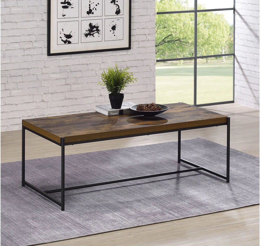 3 Piece Brown Engineered Wood Coffee and End Table Set D45721