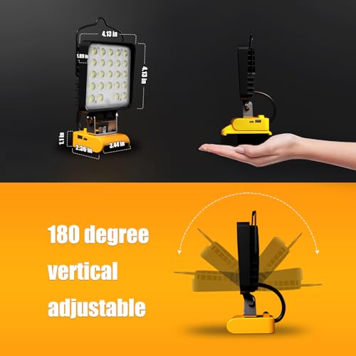 Cordless LED Work Light, 90W 9600LM Portable Flood Light with USB & Type-C Charging P1811
