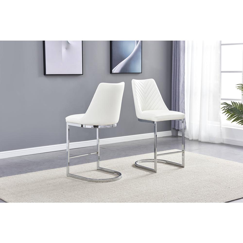 7 Piece White Faux Marble Stainless Steel Counterheight Dining Set Y1856