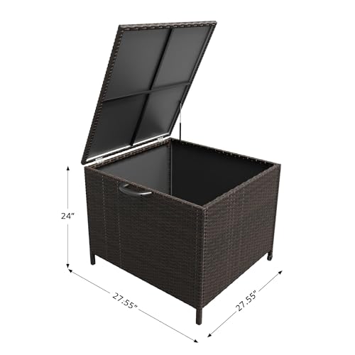 80 Gallon Waterproof Rattan Outdoor Storage Deck Box with Wheels M9945