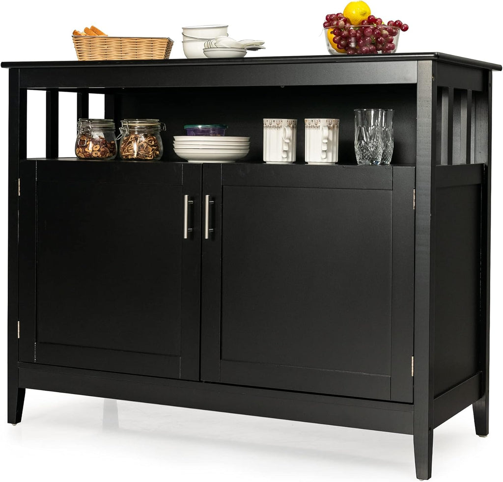 Black Freestanding Buffet Cabinet with Adjustable Shelf D286