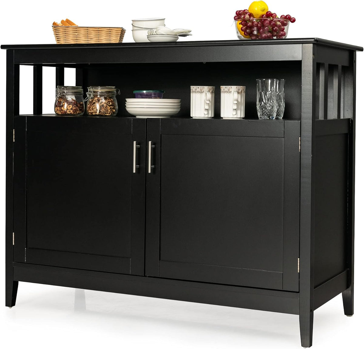 Black Freestanding Buffet Cabinet with Adjustable Shelf D286