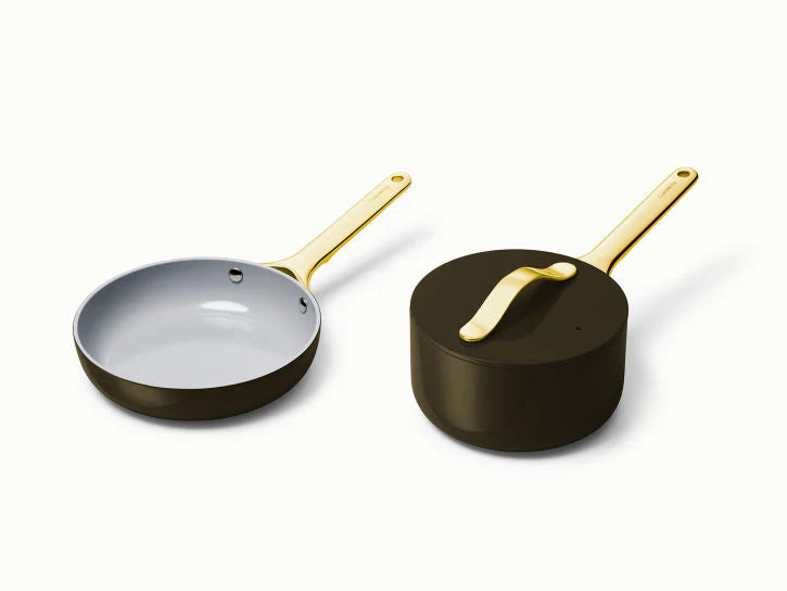 Mini Cookware Set in Black with Gold Handles E90124