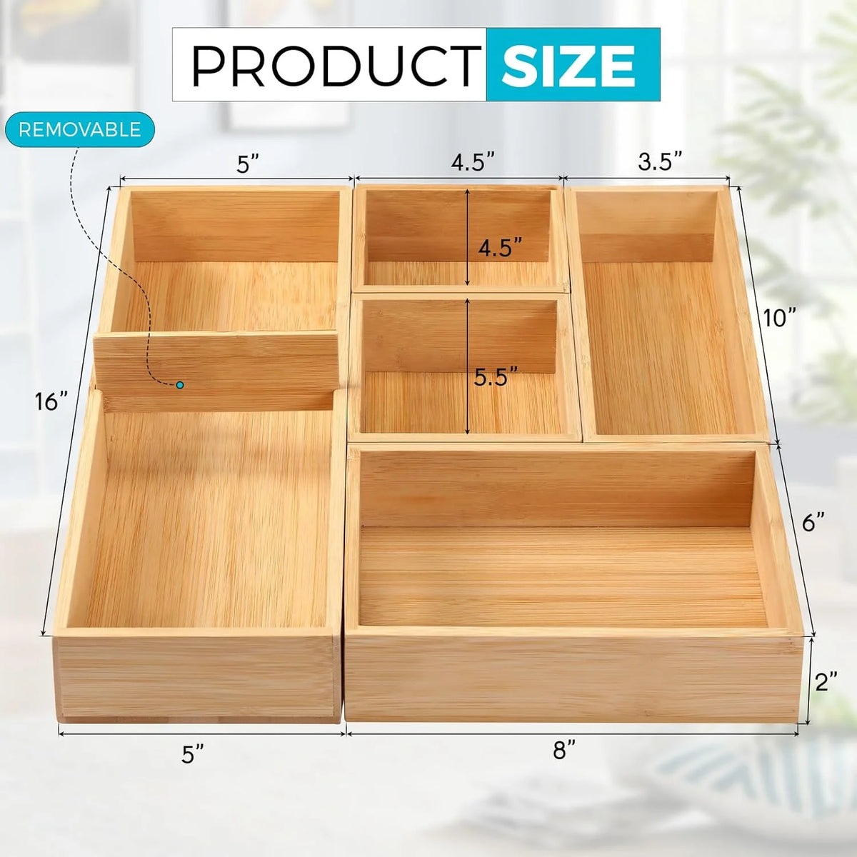Set of 9 Bamboo Wood Drawer Organizer G50478