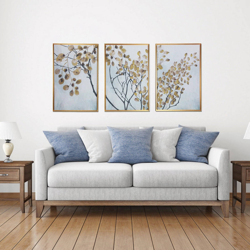 Blue Floating Framed Wall Canvas Triptych S2697
