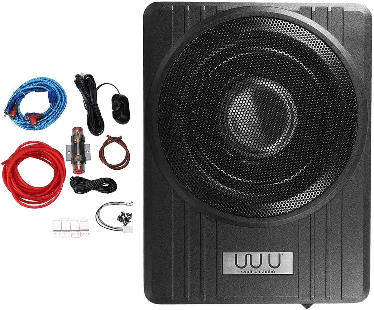 Under Seat Car Active Sub Woofer Black Slim Aluminium Alloy Speaker 12V 600W Y65480