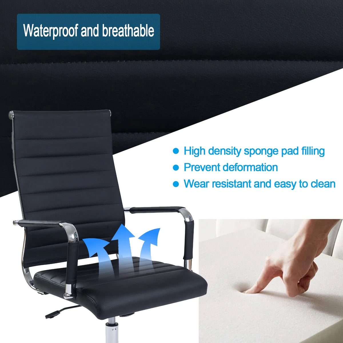 Black Ergonomic PU Leather Executive Office Chair K32070