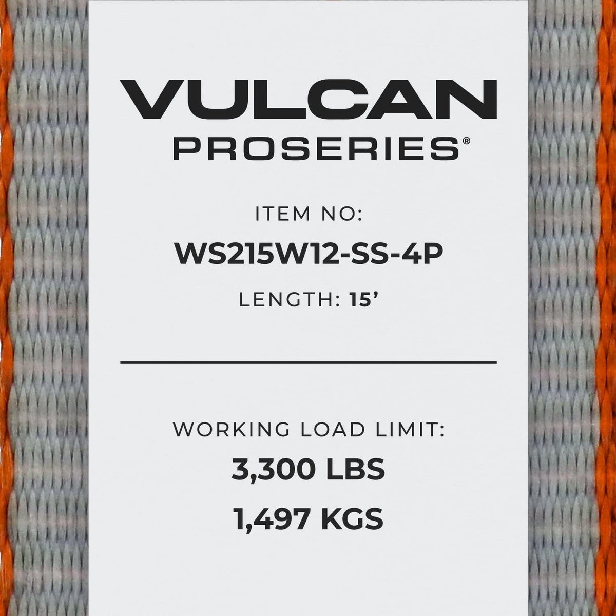 Winch Strap with Heavy Wire Hook, 2 Inch x 15 Foot, 4 Pack, 3,300 Pound Safe Working Load O75194
