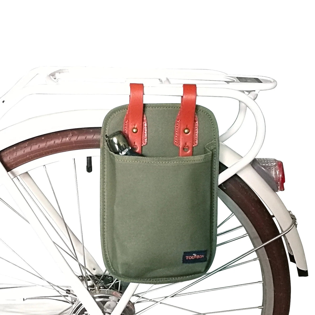 Green Canvas Bike Tool Storage Pannier with U Lock Holder Bag U859983